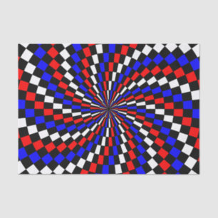 Red White Blue Chequered Spiral by Kenneth Yoncich Tissue Paper
