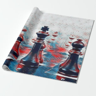 Red, White, Blue Chess Pieces King, Queen, Bishop Wrapping Paper