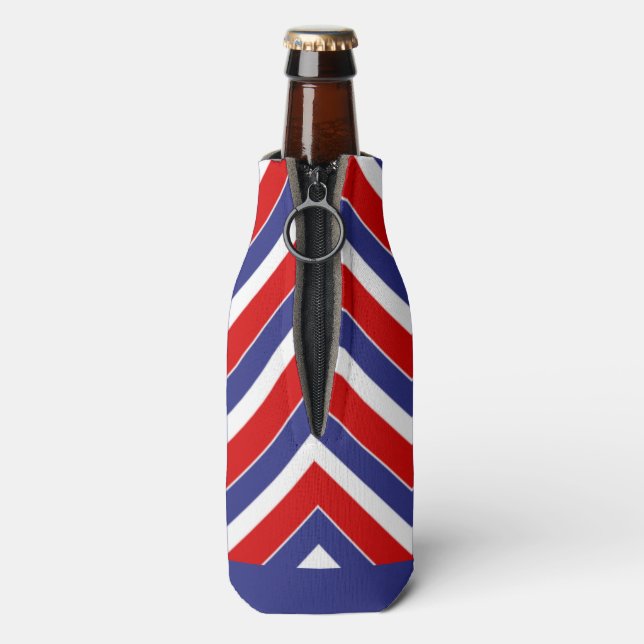 Red,White,Blue Chevron 1-DRINK BOTTLE COOLER (Bottle Back)