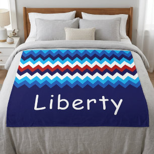 Red White Blue Chevron Custom Large Fleece Blanket