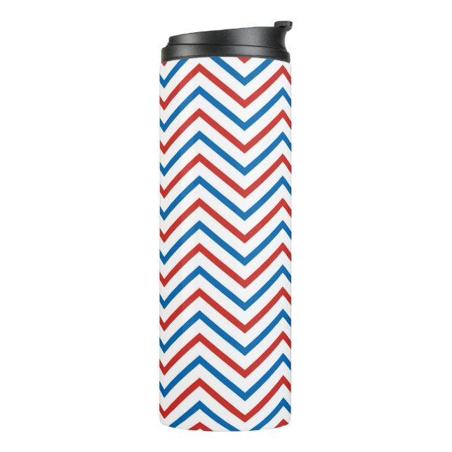 Red White Blue Chevron Pattern Thermal Tumbler (Rotated Left)