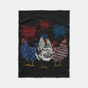 Red White Blue Chicken Farm Animal Patriotic 4th O Fleece Blanket
