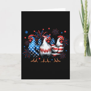 Red White Blue Chicken Usa Flag Firework 4th Of Ju Card