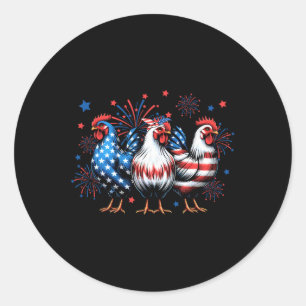Red White Blue Chicken Usa Flag Firework 4th Of Ju Classic Round Sticker