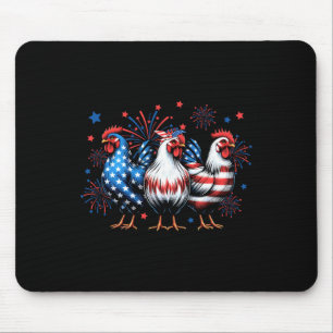 Red White Blue Chicken Usa Flag Firework 4th Of Ju Mouse Mat