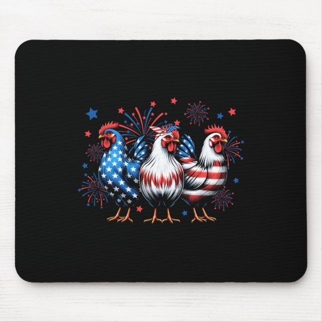 Red White Blue Chicken Usa Flag Firework 4th Of Ju Mouse Mat (Front)