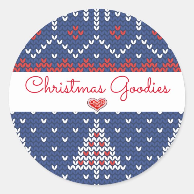 Red White Blue Christmas Goodies Classic Round Sticker (Front)