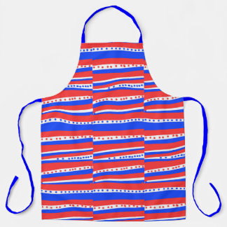 Red White Blue Circles Stripes Apron