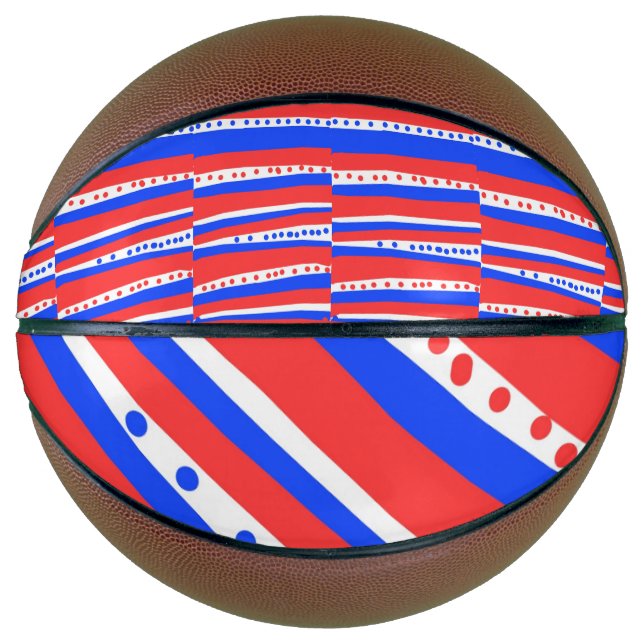 Red White Blue Circles Stripes Basketball (Front)