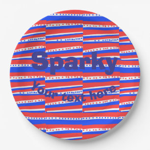 Red White Blue Circles Stripes  Paper Plate