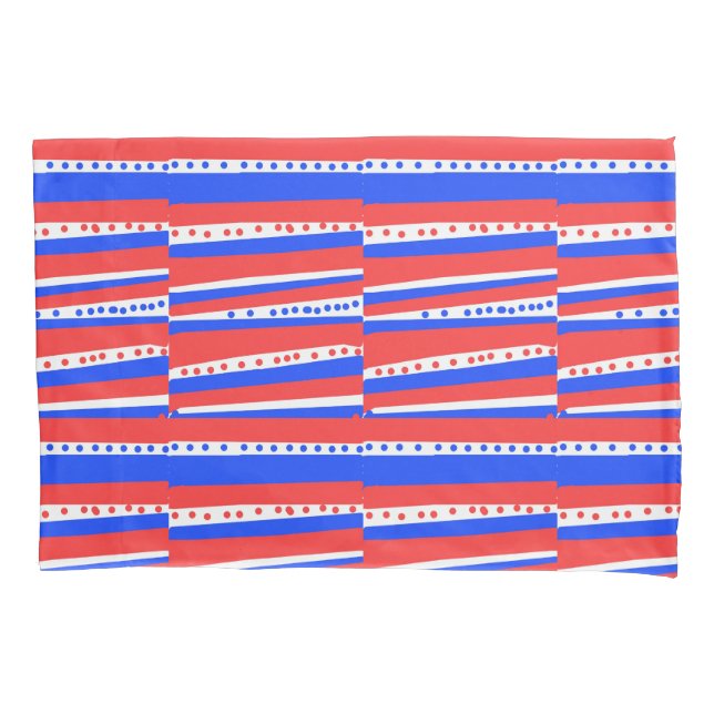 Red White Blue Circles Stripes  Pillowcase (Front)