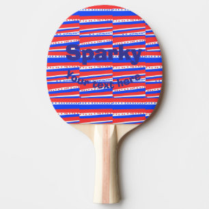 Red White Blue Circles Stripes Ping Pong Paddle