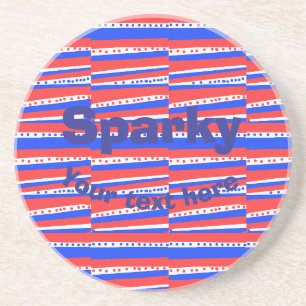 Red White Blue Circles Stripes Sandstone Coaster