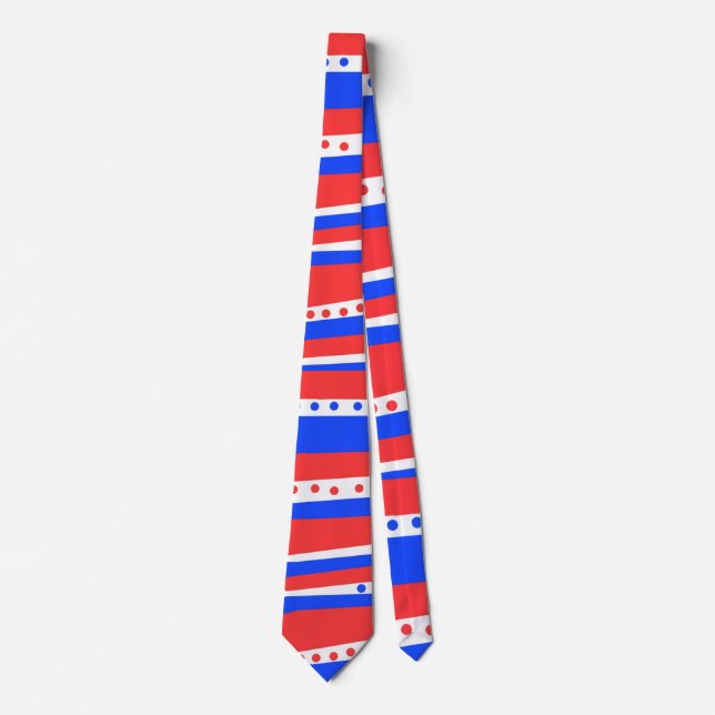 Red White Blue Circles Stripes  Tie (Front)