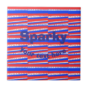 Red White Blue Circles Stripes  Tile