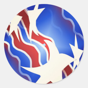 Red, White & Blue Classic Round Sticker