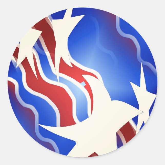 Red, White & Blue Classic Round Sticker (Front)