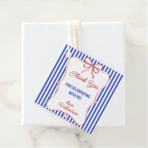 Red White Blue Classy Stripes with Ribbon Bow Favour Tags