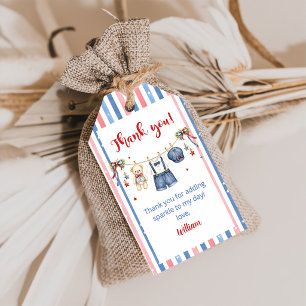 Red White & Blue Clothes Boy Birthday Gift Tags