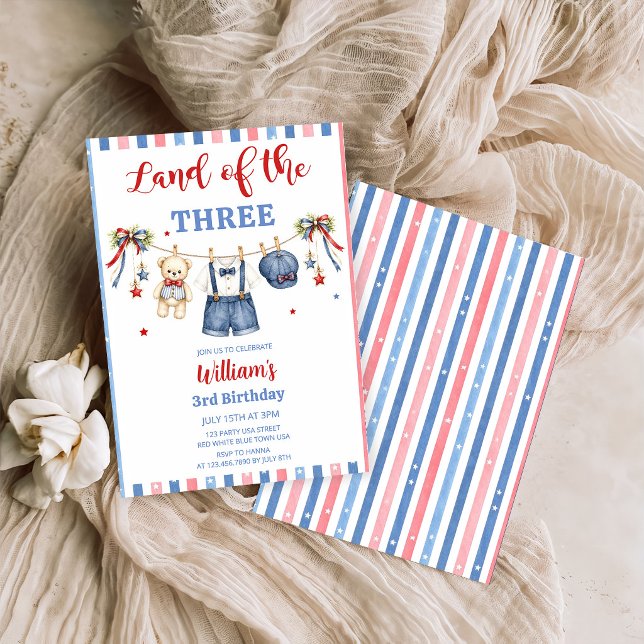 Red White & Blue Clothes Boy Birthday Invitation (Creator Uploaded)