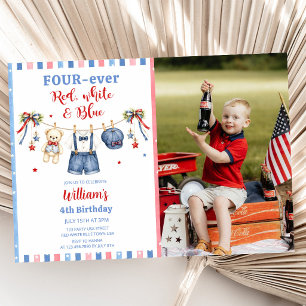 Red White & Blue Clothes Boy Birthday Invitation
