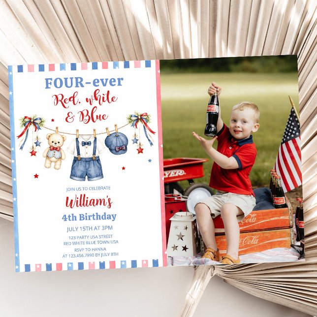Red White & Blue Clothes Boy Birthday Invitation (Creator Uploaded)