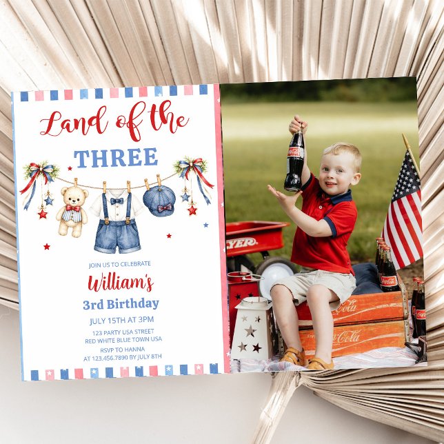 Red White & Blue Clothes Boy Birthday Invitation (Creator Uploaded)