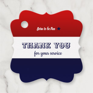 Red White & Blue Contemporary Gradient Design Favour Tags
