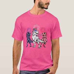 Red White Blue Cool Rex Dinosaur Firework 4th Of J T-Shirt