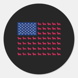 Red White Blue Corgi Aamerican Flag 4th Of July Classic Round Sticker