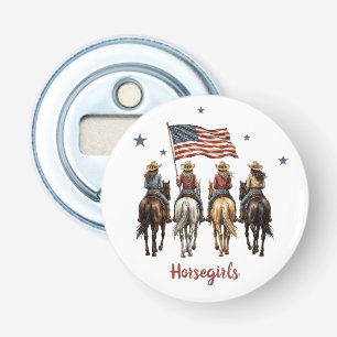 Red White Blue Cowgirl Horse Custom Bottle Opener