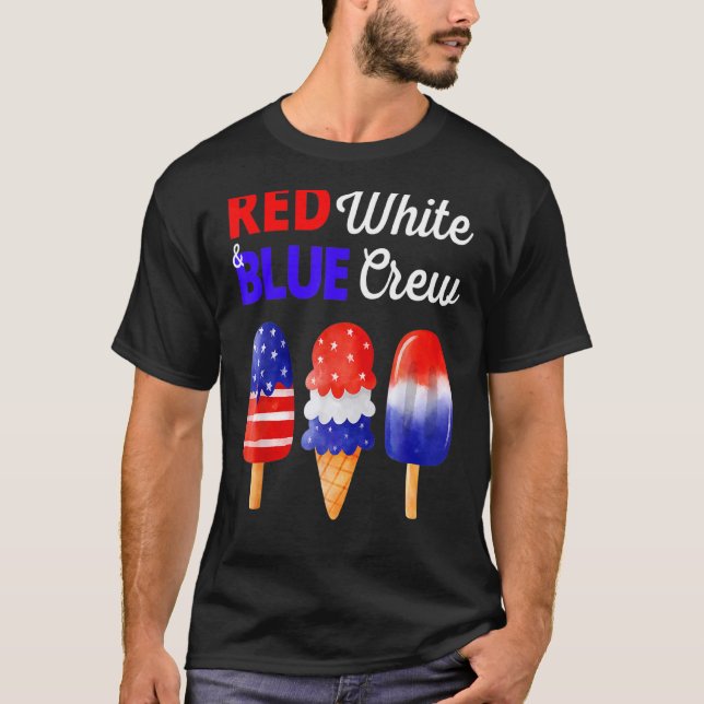 Red White & Blue Crew 4th Of July American Family  T-Shirt (Front)