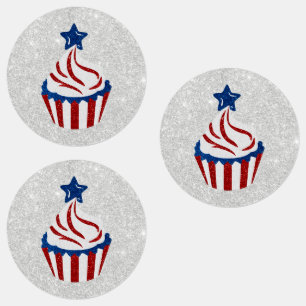 Red, White & Blue Cupcake July 4 Glitter
