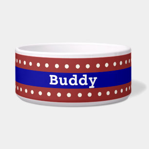 Red, White, & Blue Custom Dog Bowl