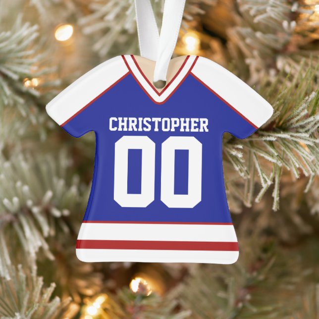 Red/White/Blue Custom Hockey Jersey Ornament (Tree)