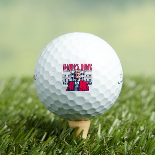 Red White & Blue Daddy's Home Trump Whitehouse Golf Balls (Insitu Tee)