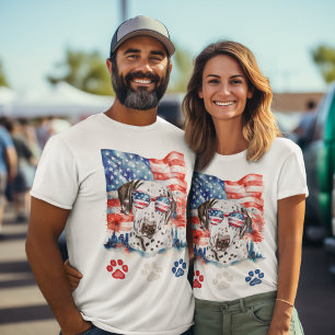 Red White Blue Dalmatian Dog American 4th of July T-Shirt