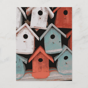 Red White Blue Decorative Vintage Bird Houses Postcard