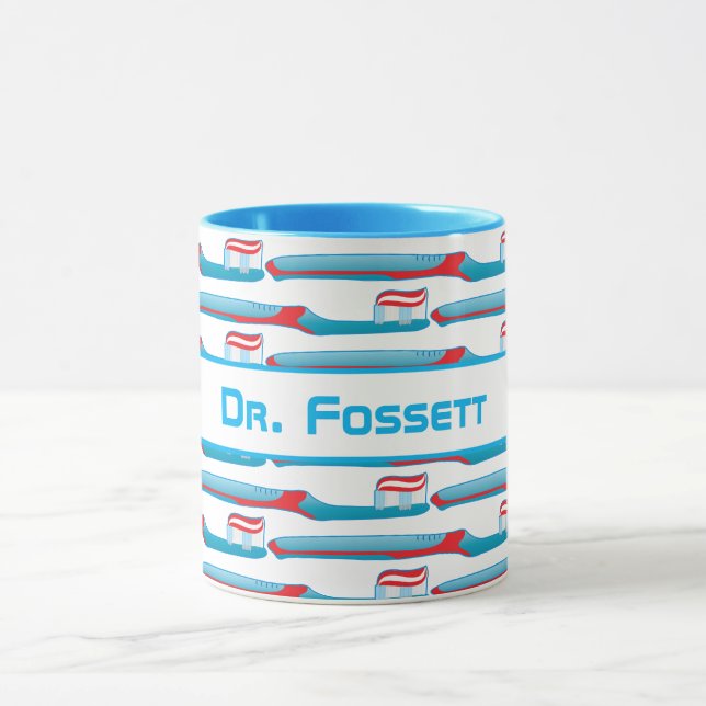 Red White Blue Dentist Dental Surgeon Toothbrush Mug (Center)