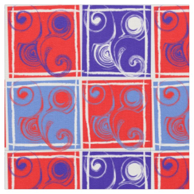 Red, White, & Blue Designer Fabric by Serenity (Close Up)