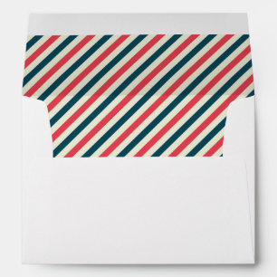 Red, White & Blue Diagonal Stripes - Envelope
