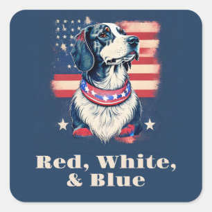 Red, White, & Blue Dog Square Sticker