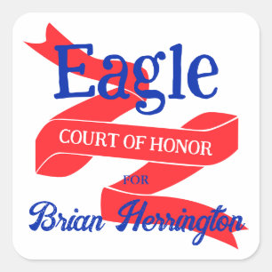 Red, White, Blue Eagle Scout Court of Honor Party Square Sticker