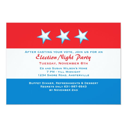 Red, White & Blue Election Day Party Invitation