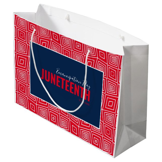 Red White Blue Emancipation Day June 19 JUNETEENTH Large Gift Bag (Back Angled)