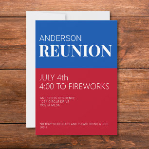 Red White Blue Family Reunion Invitation
