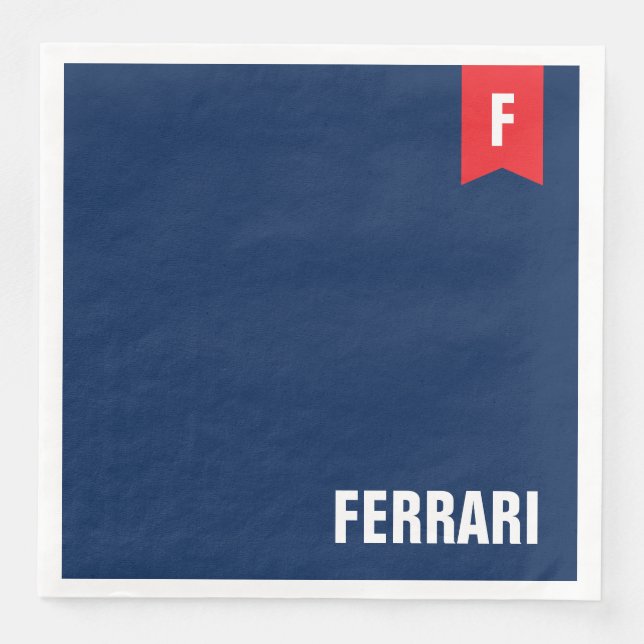 Red White & Blue Family Reunion Monogram Napkin (Front)