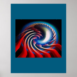 Red White & Blue Fantasy Fractal Poster