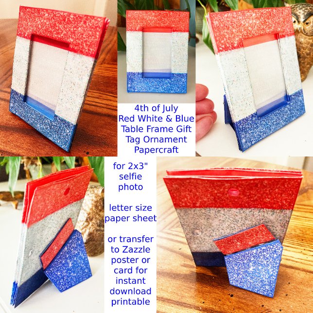 Red White & Blue Faux Glitter Selfie Frame Craft (Creator Uploaded)