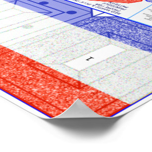 Red White & Blue Faux Glitter Selfie Frame Craft Poster